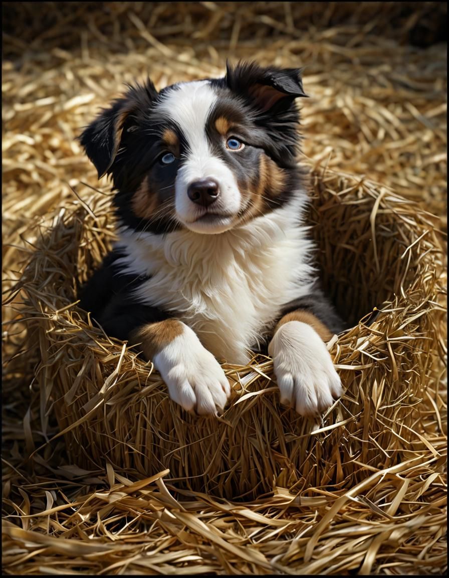 Sleeping Border Collie Pup, Hyperrealistic Octane Render