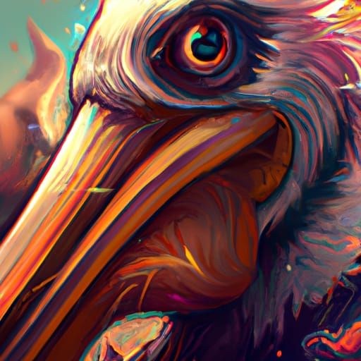 Glorified Pelican Portrait in Hyperdetailed Concept Art