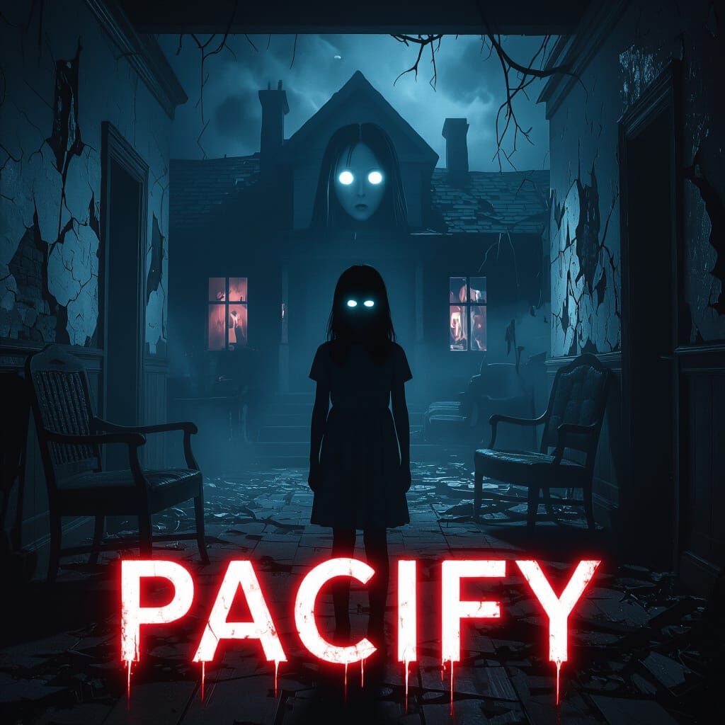 Eerie Haunted House with Ghostly Girl: Cinematic Horror