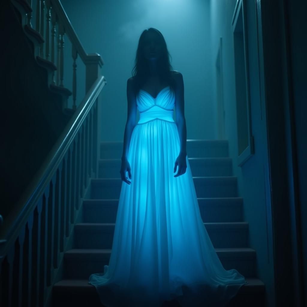 Ethereal Ghost Portrait in Dark Mansion