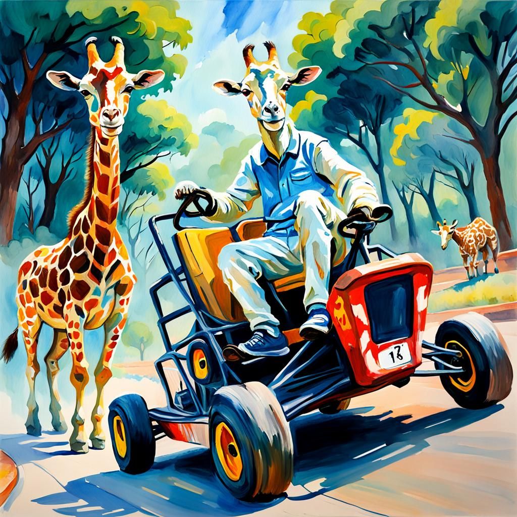 Ethereal Goats and Giraffes in Epic Impressionist Masterpiec...