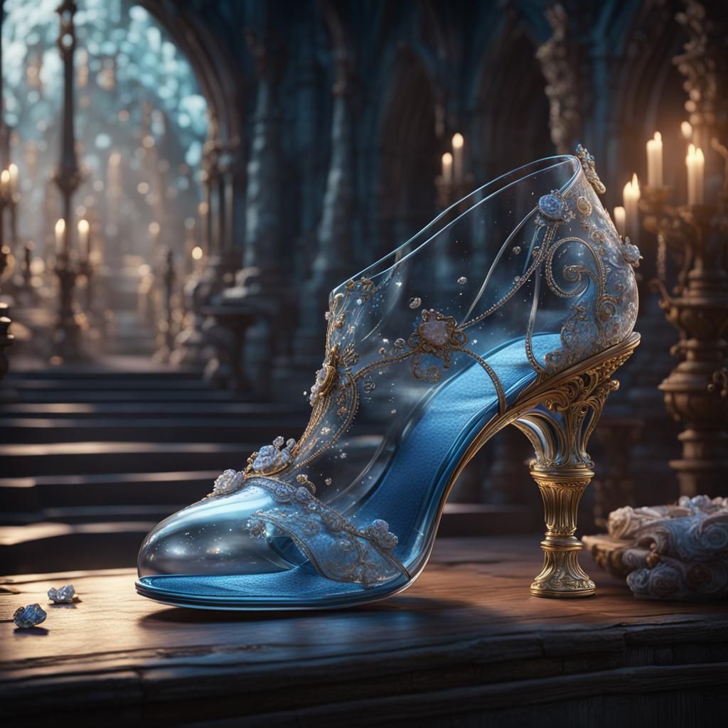 Detailed Painting of a Glass Slipper