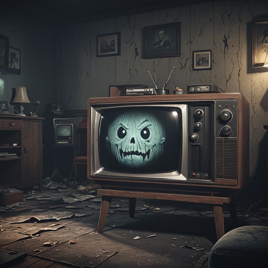 Eerie Ghostly Face Appears on Retro TV