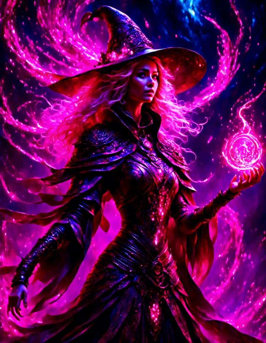 Enchantress Casting Spell with Magical Effects