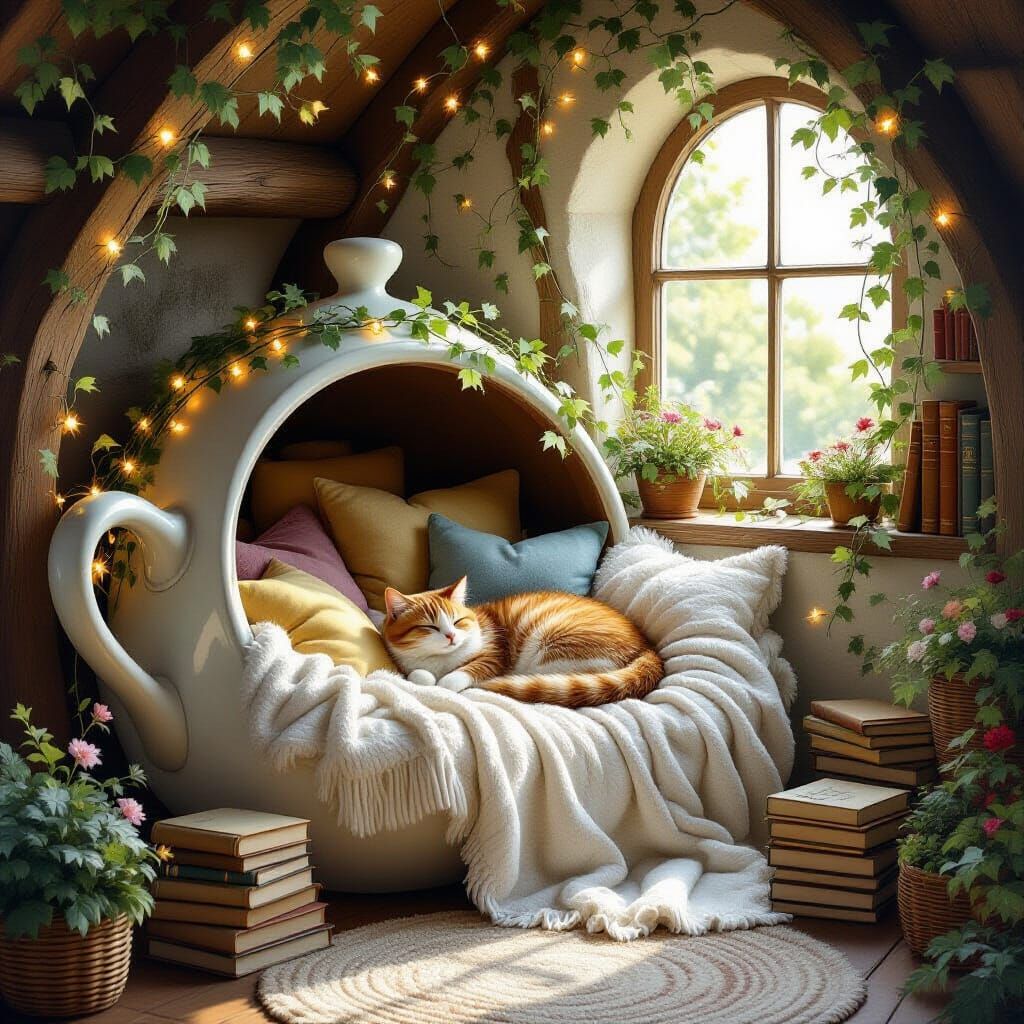 Enchanted Teapot Reading Nook in Whimsical Style