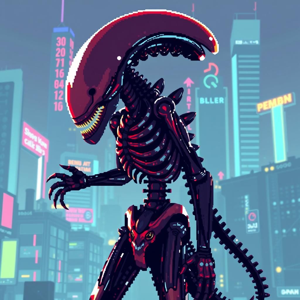 Pixelated Xenomorph