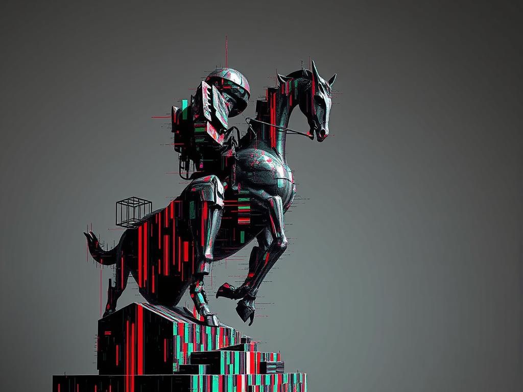 Sculpture Glitch Art in Comic Book Style