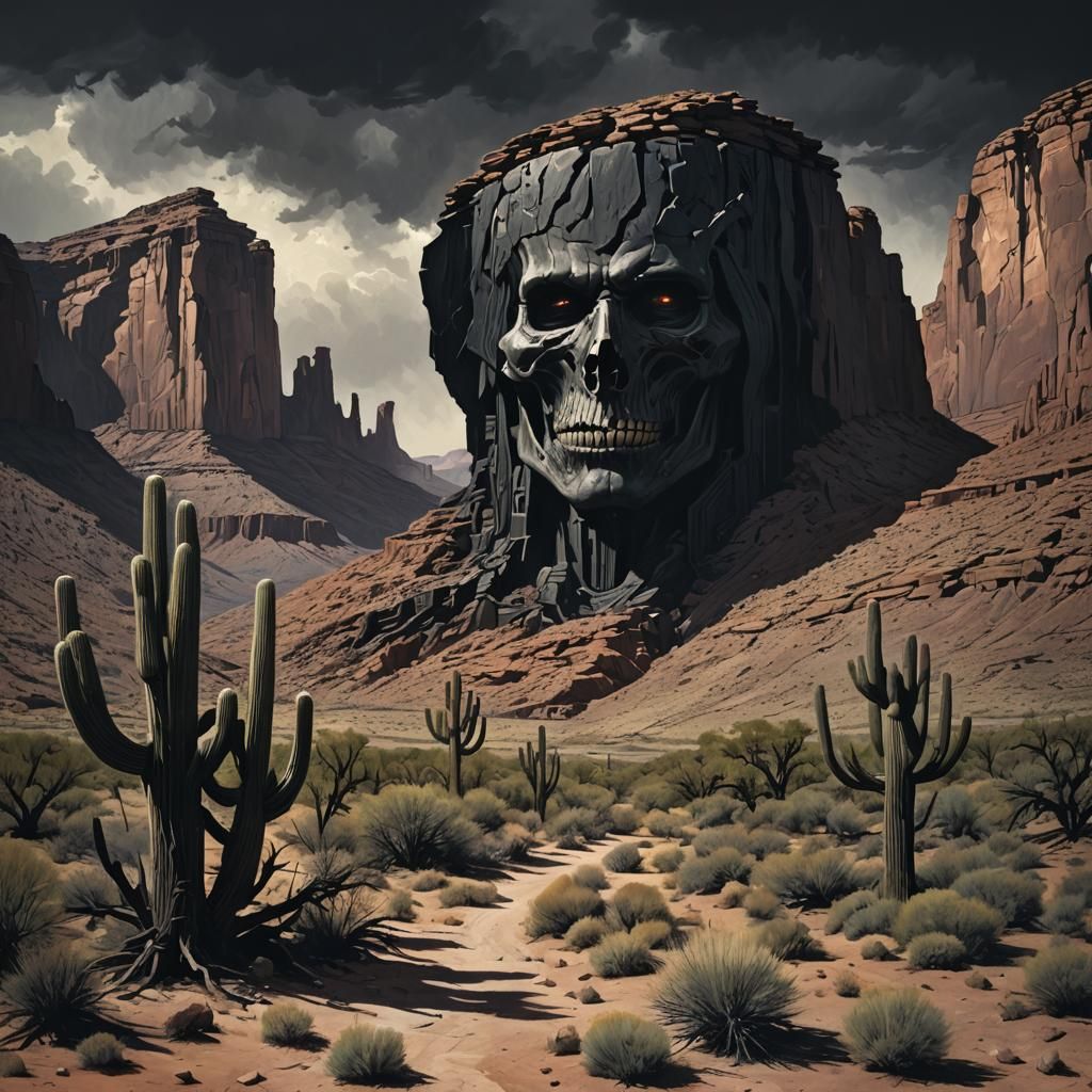 Sinister American Southwest Landscape, Dark Fantasy Art