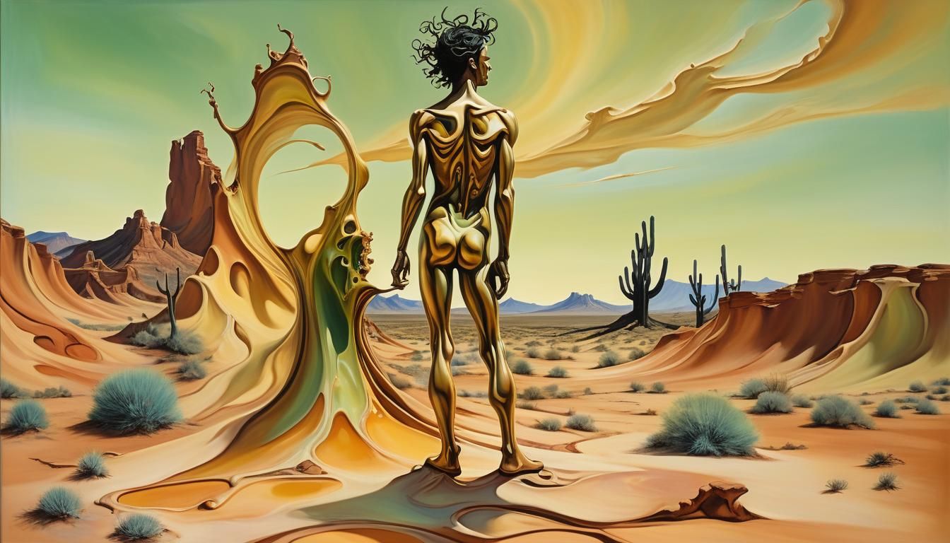 Surreal Desert Being in Oil Painting Style