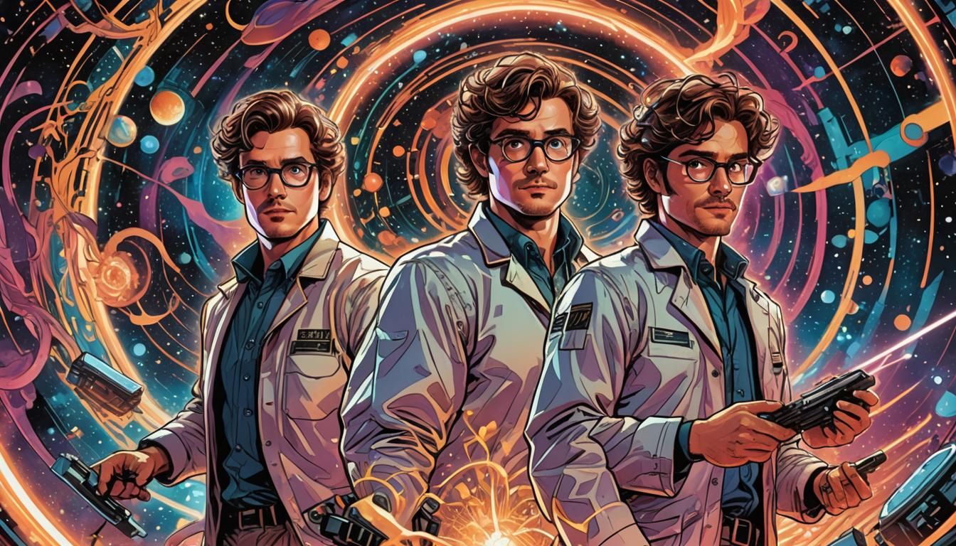Retro-Futuristic Scientists in Comic Book Style