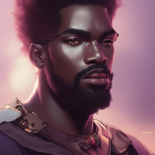 Detailed Portrait of Black Prince with Afro