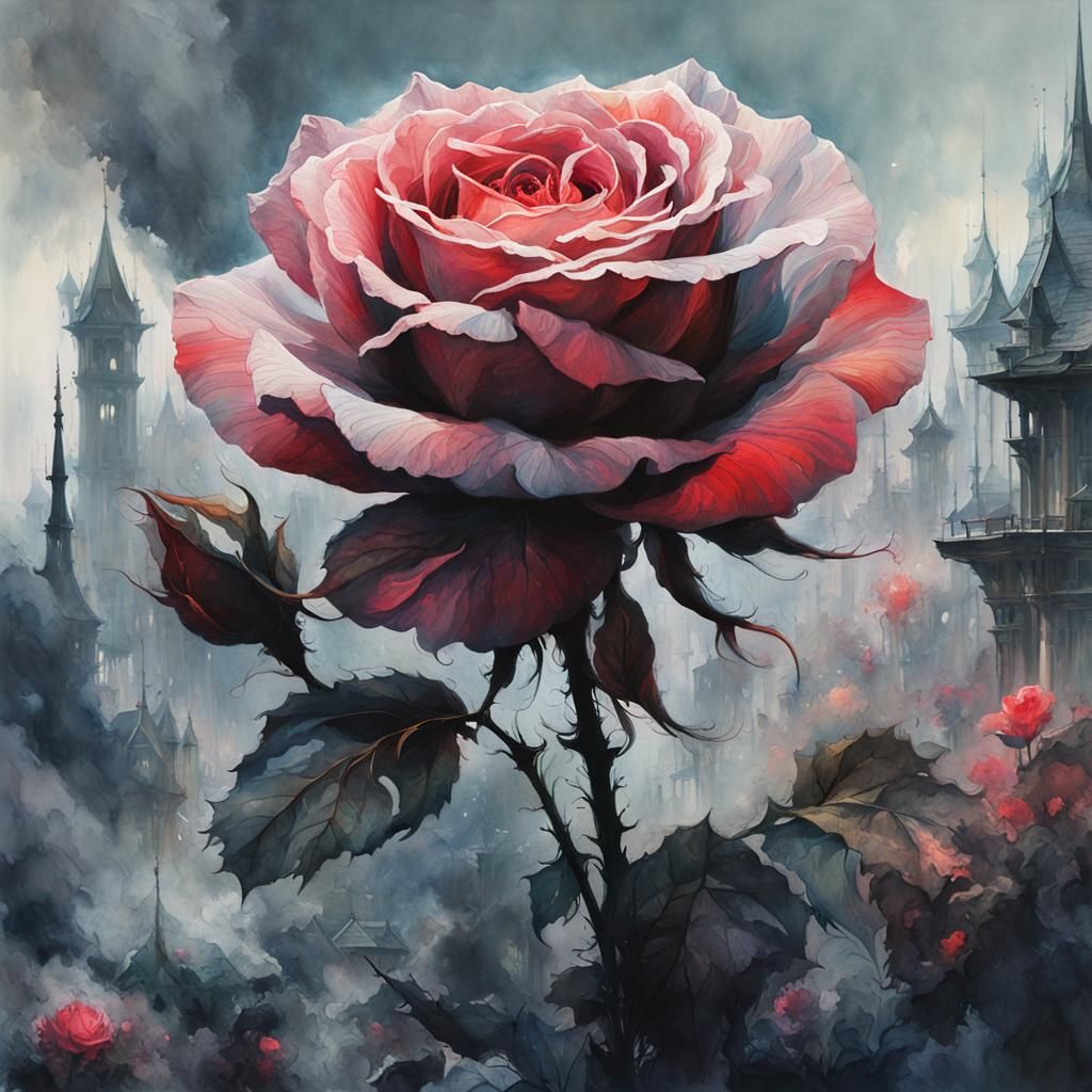 Smoke Rose in Watercolour Style