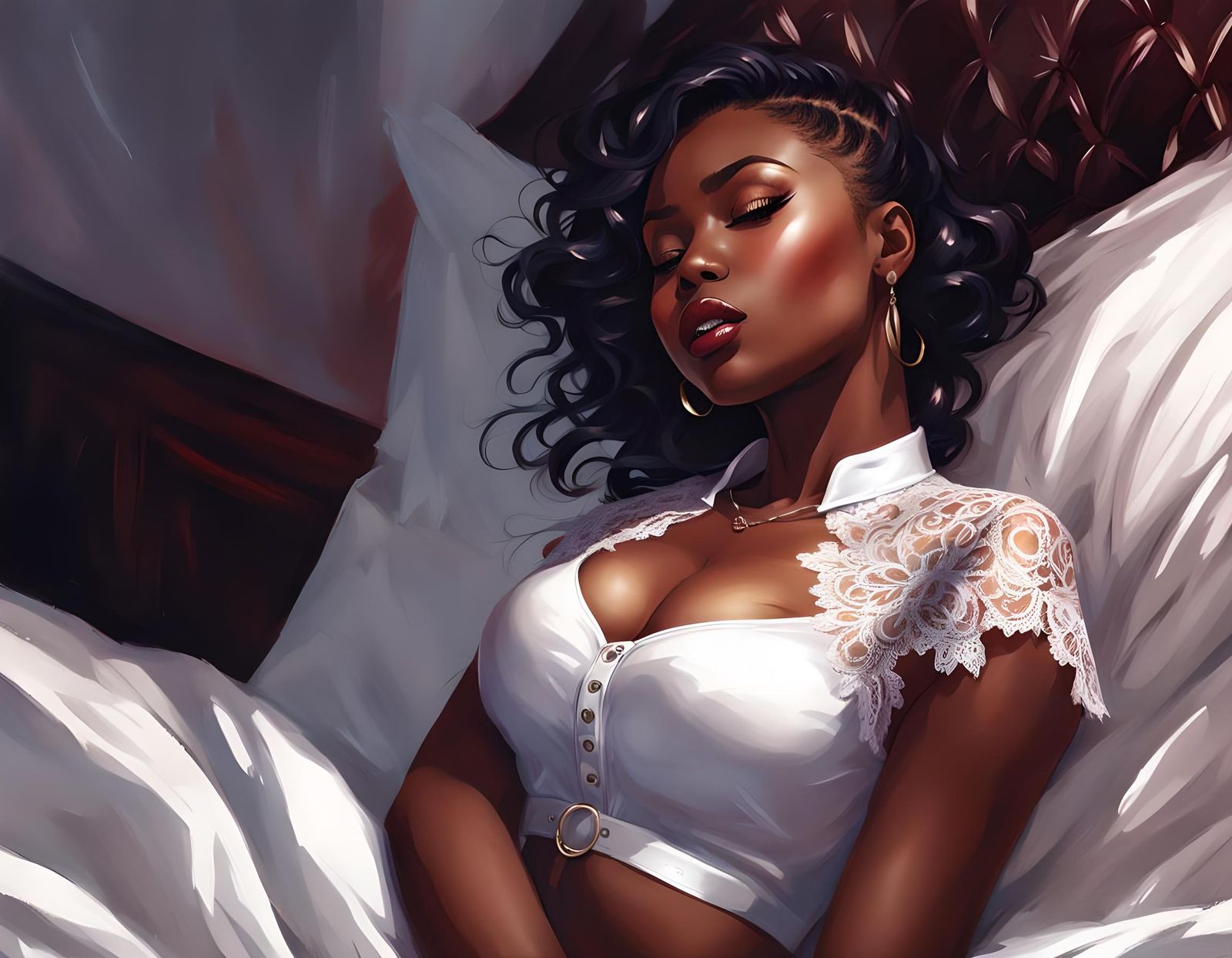 Anime Portrait: Nigerian Woman in Latex Lace
