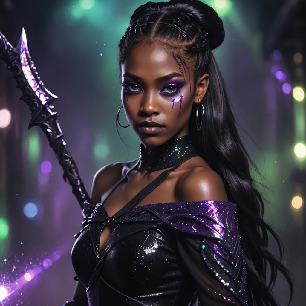 Dark Fantasy Portrait of a Glittery Black Female