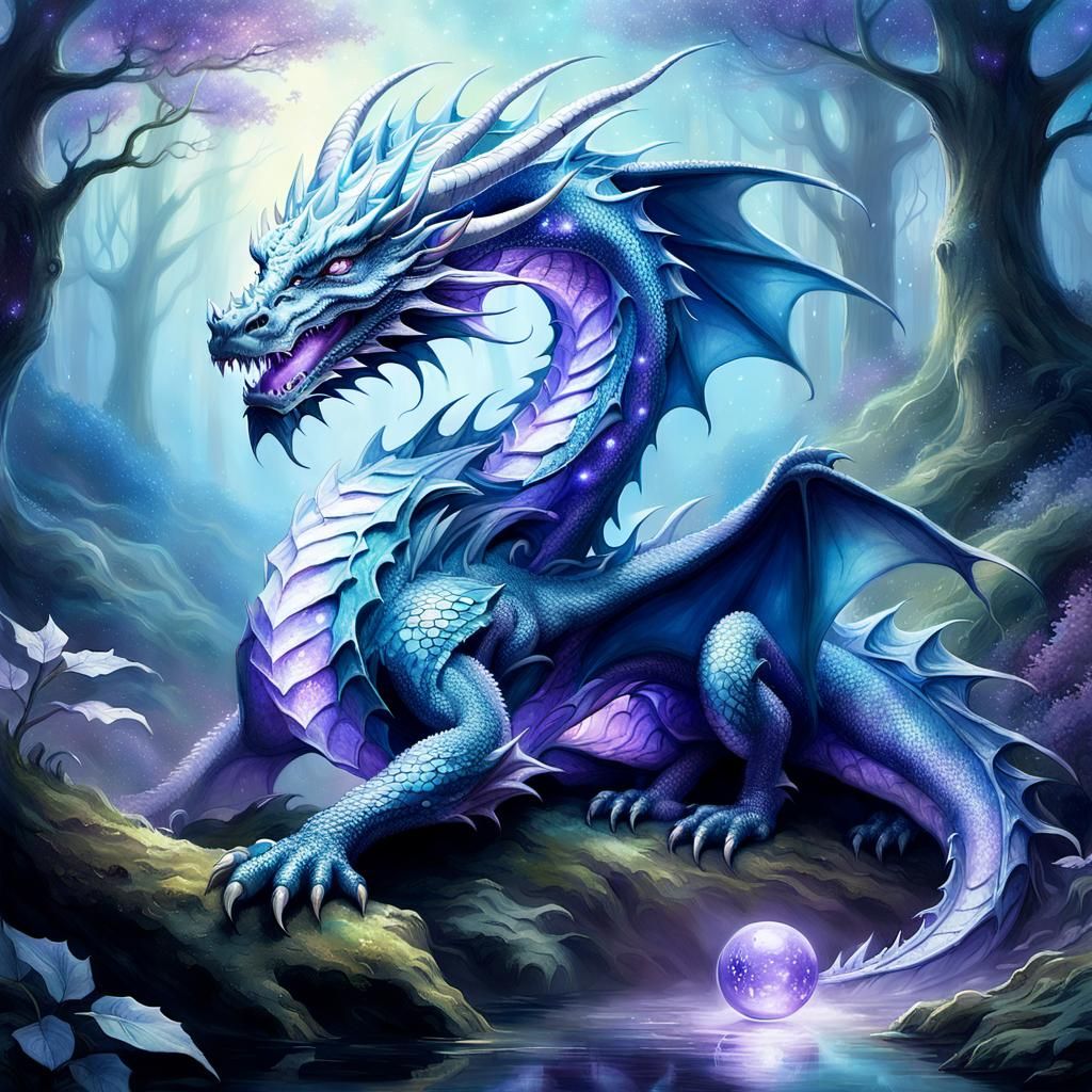 Majestic Dragon in Enchanted Forest: Dreamlike Digital Art