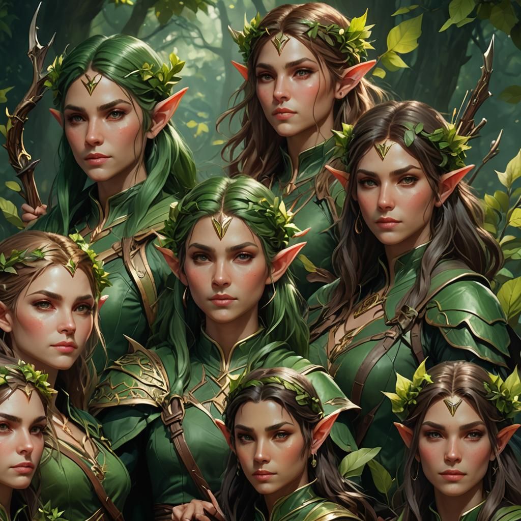 Elven Archer Squad Portrait in Detailed Digital Art