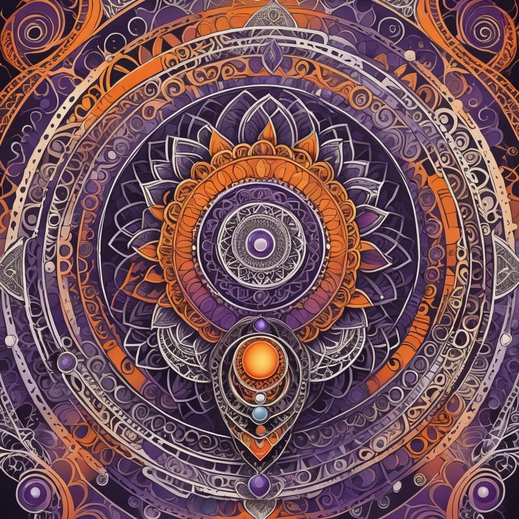 Chakra Symbols Tattoo in Abstract Fractal Art