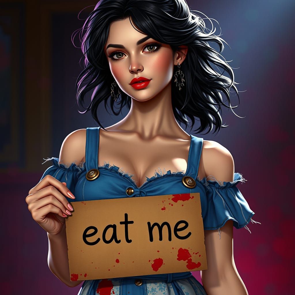 Elegant Woman in Shredded Dress, Splash Art Style