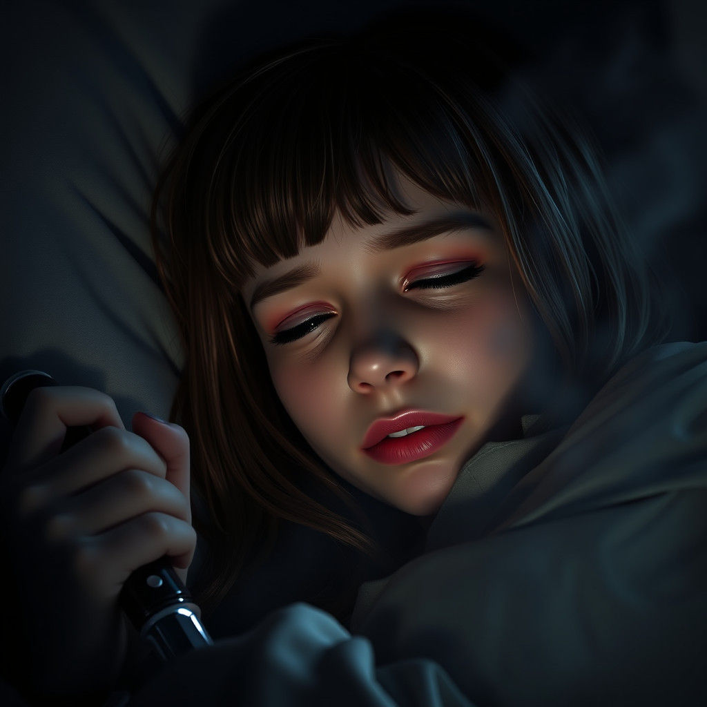 Distressed Woman with Ghostface in a Dreamscape