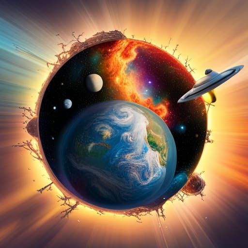 Intricate Planetary Puzzle in a Surrealist Style