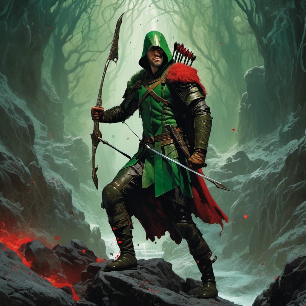 Green Arrow as King Arthur in Digital Comic Art