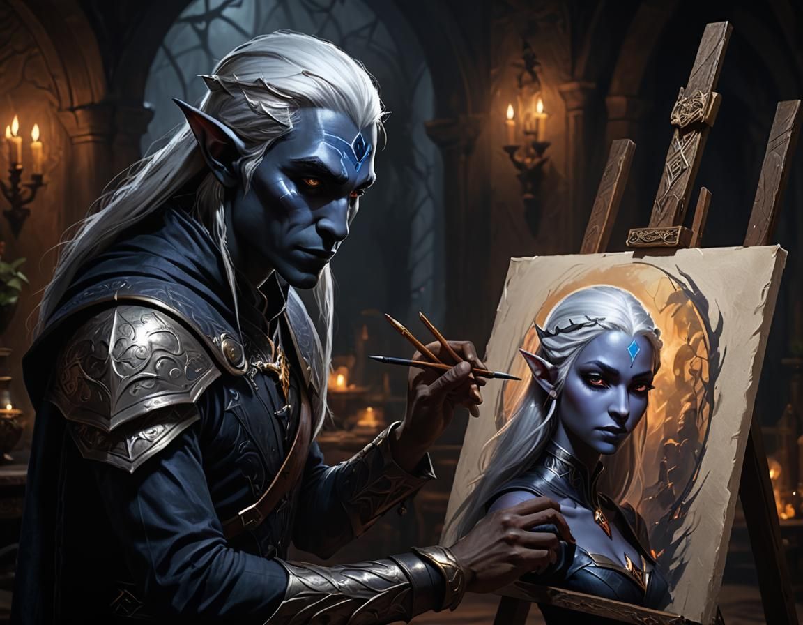 Drow Elf Portrait in a Luxury Fantasy World