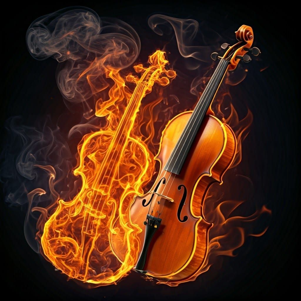 Ethereal Violin and Clarinet Dance in Fiery Moonlight