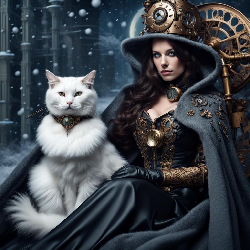 Steampunk Witch & Her Familiar