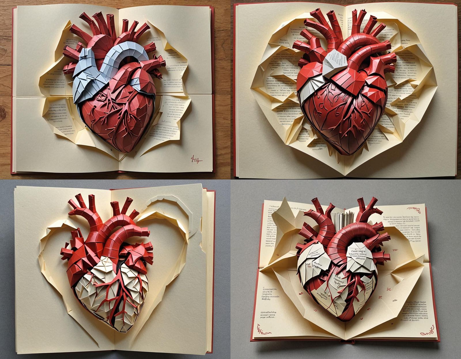 Origami Heart Pop-Up Book Illustration