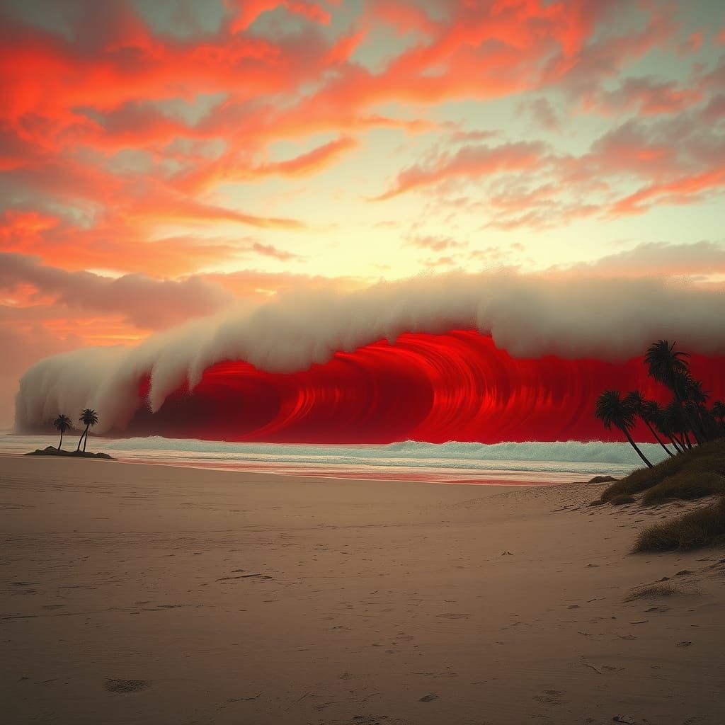 Surreal Coastal Apocalypse in a Beksiński-Inspired Style