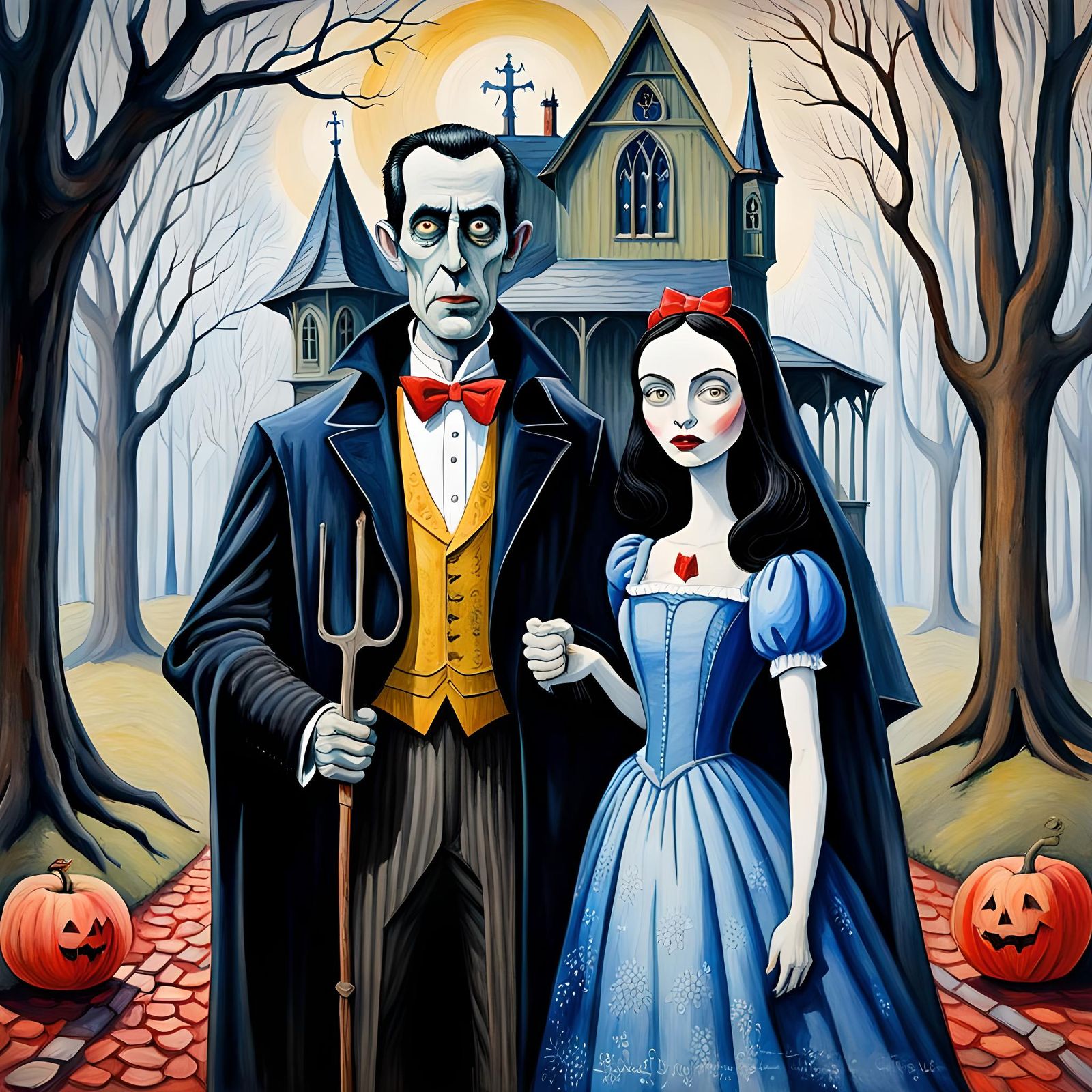 Surreal Portrait: American Gothic, Dracula, Snow White in Go...