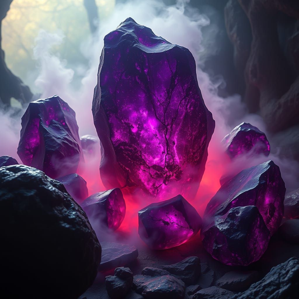 Mystical Deep Purple Stones in Victorian-Era Realism