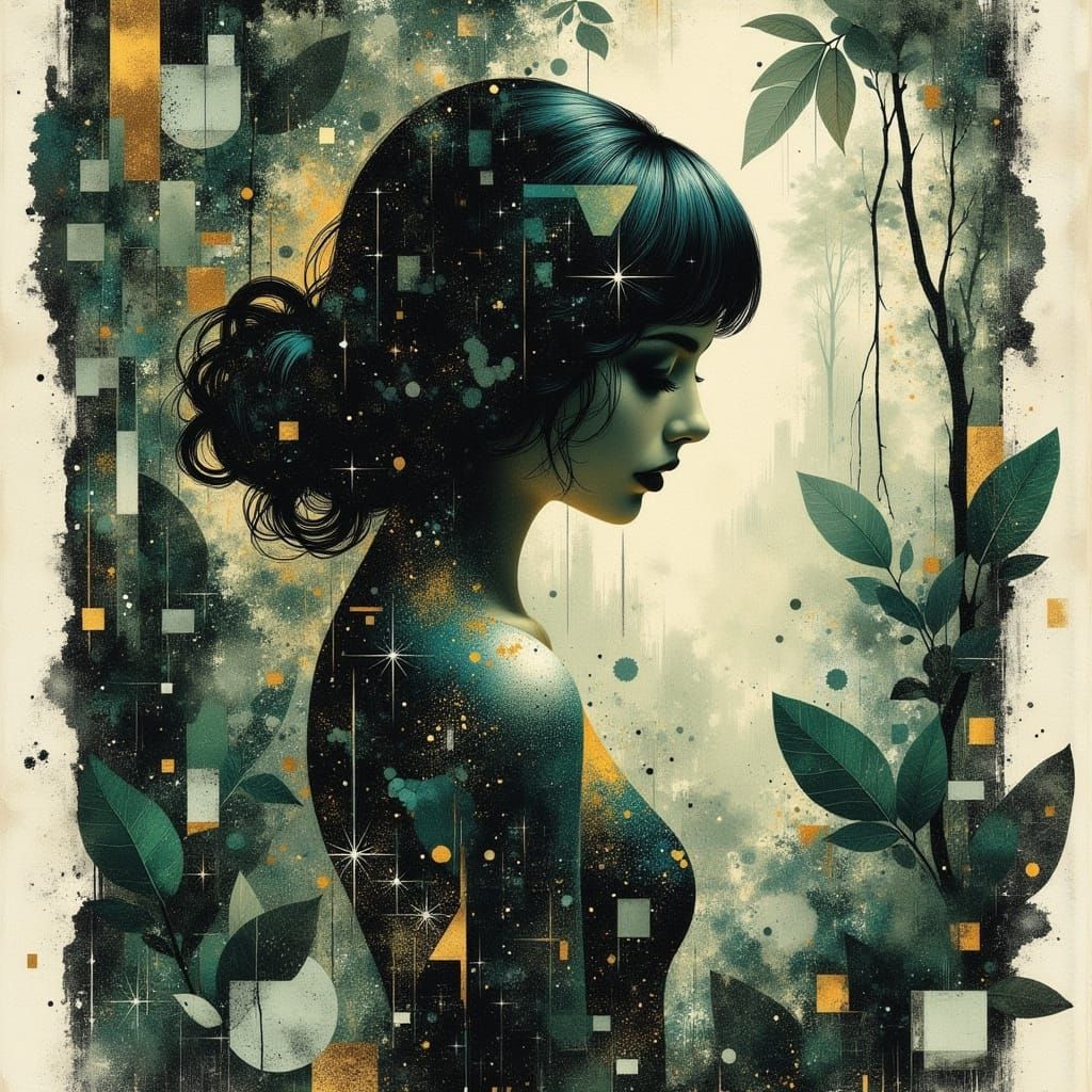 Forest Nymph Emerges in Surreal Glitch Art