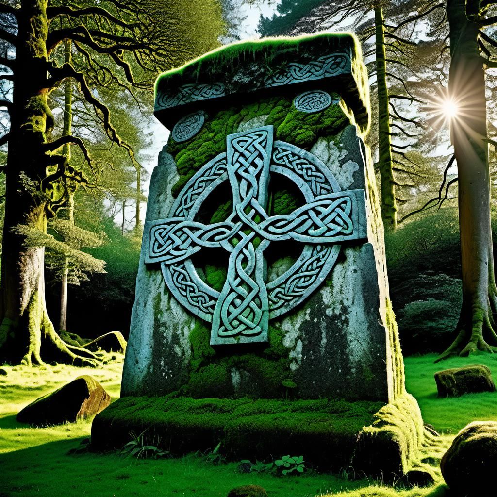 Celtic Monolith with Luminous Ring: Detailed Fantasy Art