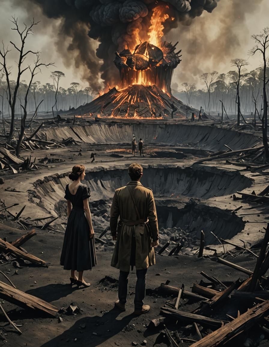 Couple United in a Devastated Landscape