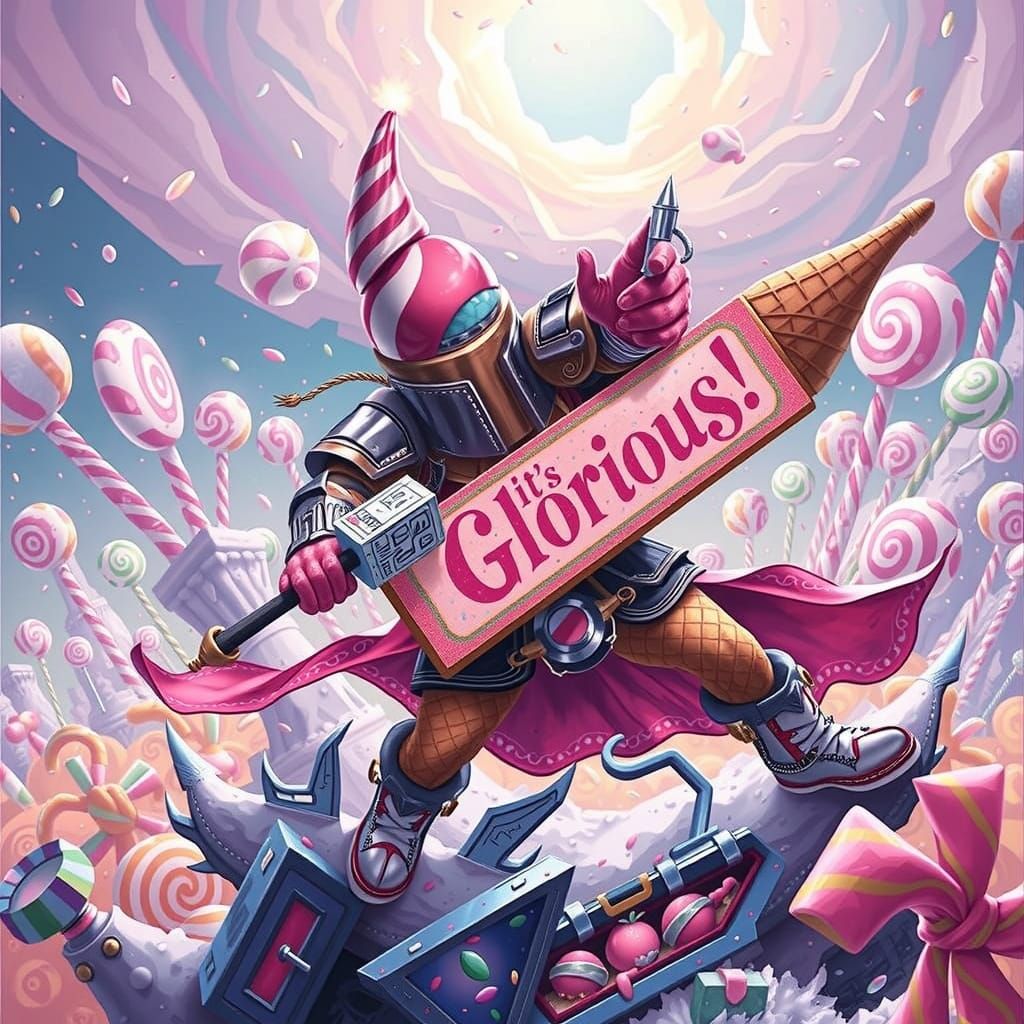Glowing Ice Cream Warrior Charges Through Candyland
