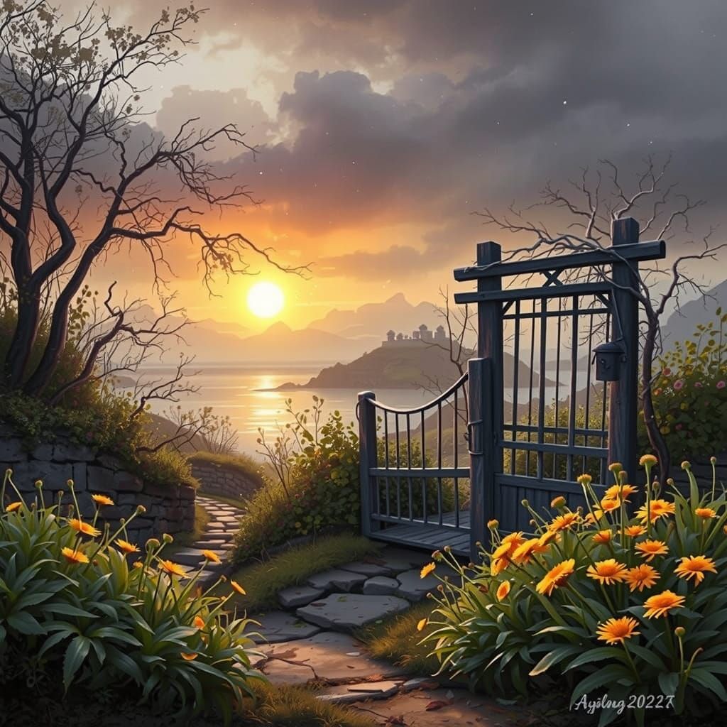 Medieval Street Scene with Stormy Weather and Mysterious Nig...