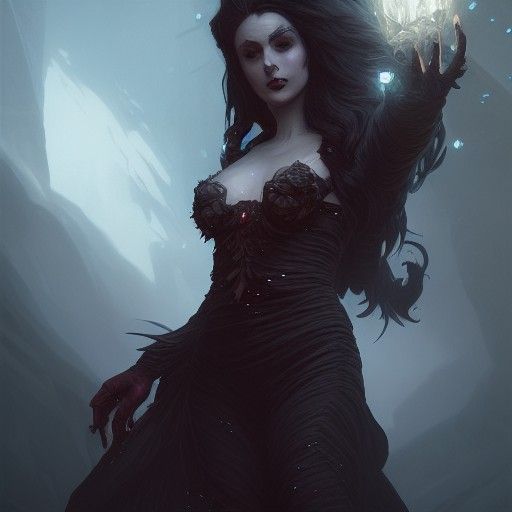 Detailed Vampire Sorceress in Dark Fantasy Style