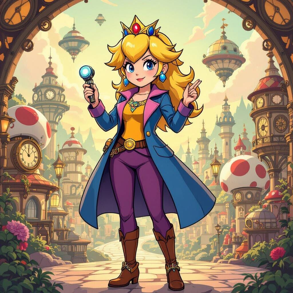 Princess Peach cosplaying the Thirteenth Doctor