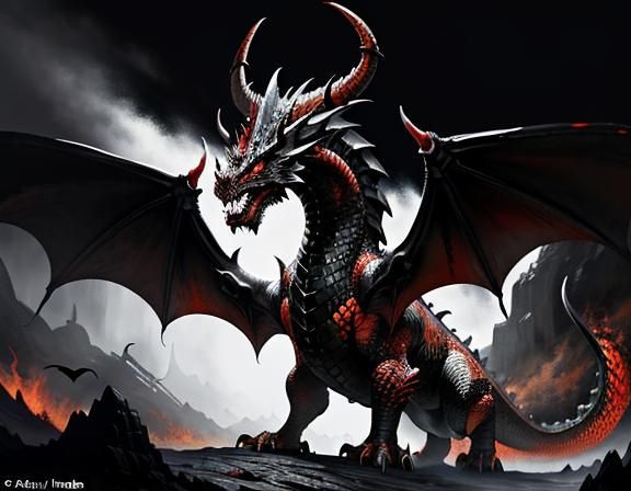 Fiery Dragon in a Dynamic Fantasy Art Style