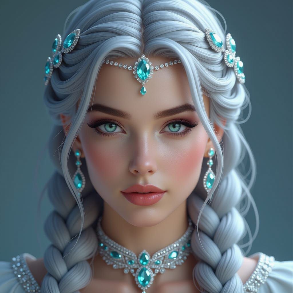 Crystal Braid Woman with Diamond Skin in Fantasy Art Style