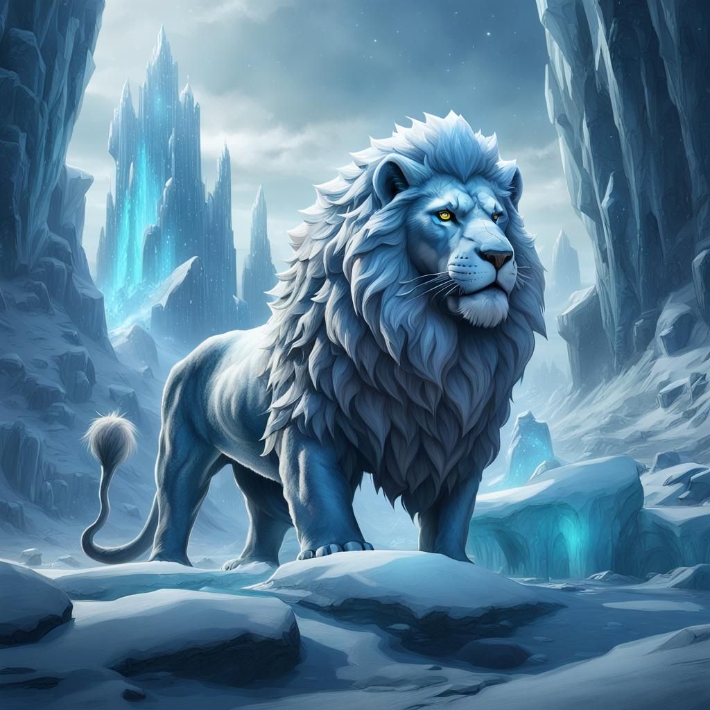 Fantastical Ice Lion Digital Painting