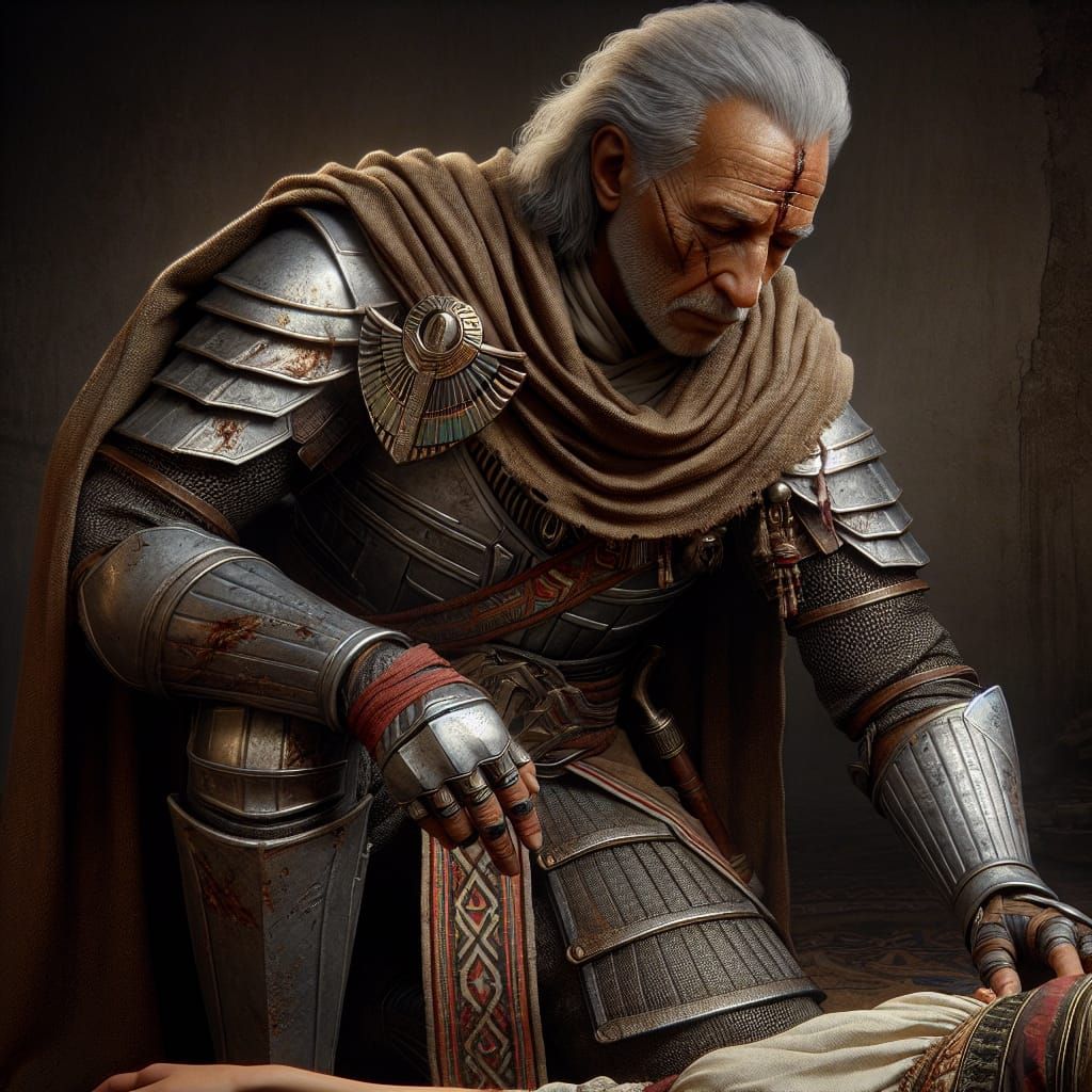 Cleric of Ilmater Heals the Wounded: Fantasy Scene