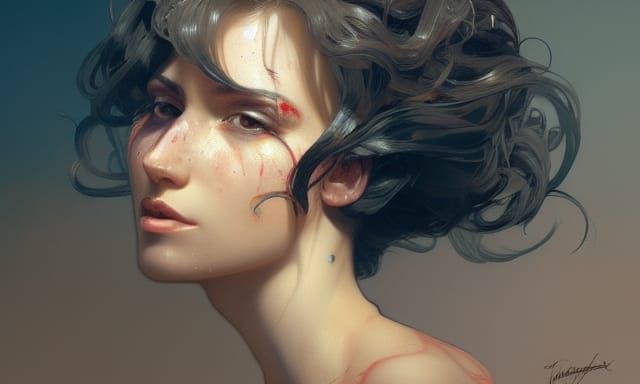 Aphrodite and Satan: Hyperdetailed Concept Art Portrait