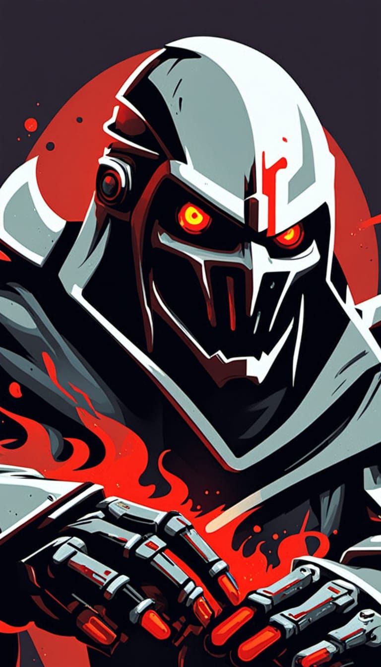 Cyberpunk Robot Hand Gripping Flaming Game Controller