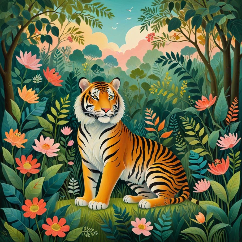 Exotic Jungle Creature in Whimsical Gouache Style