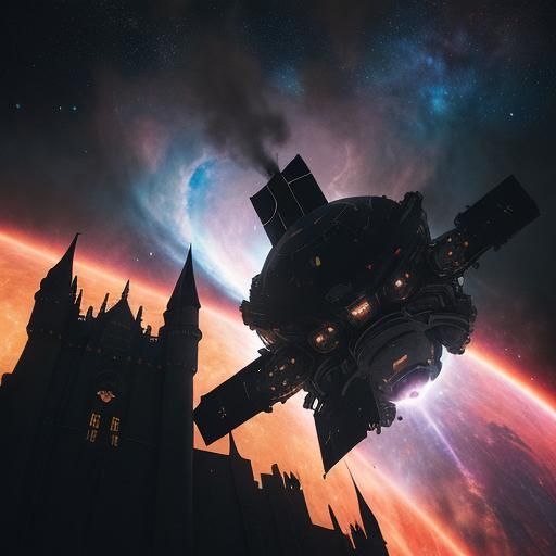 Cinematic Space Station Amidst Orion's Nebula