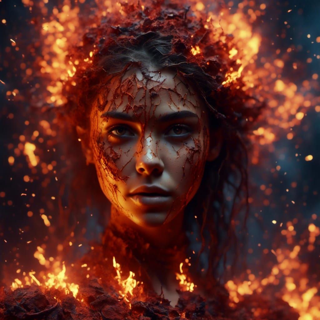 Fiery Cracks: A Detailed Fantasy Concept Art