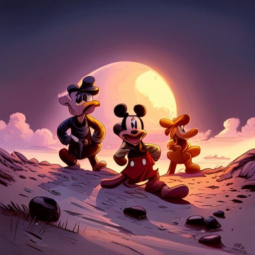 Mickey Mouse 'Evil' Poses in Comic Book Art
