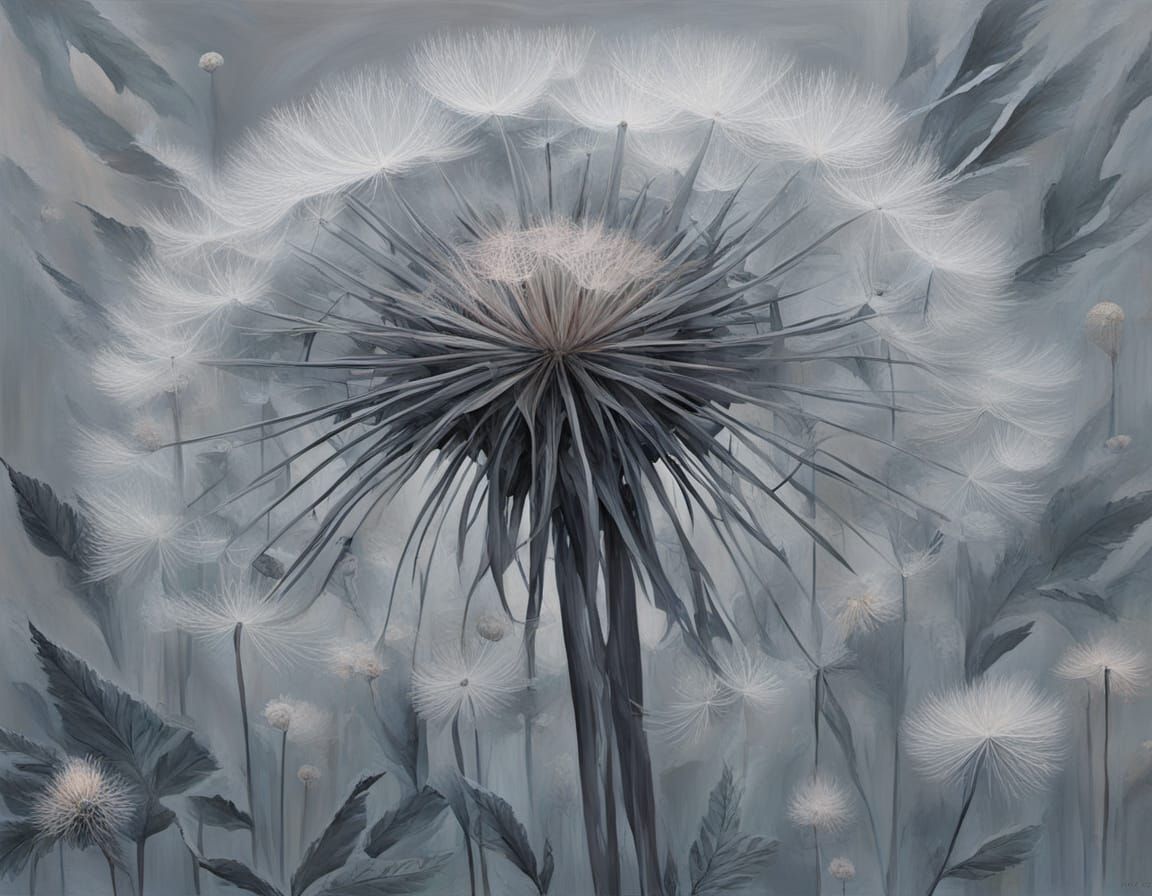 Abstract Cyberpunk Pueblo Dandelion Painting